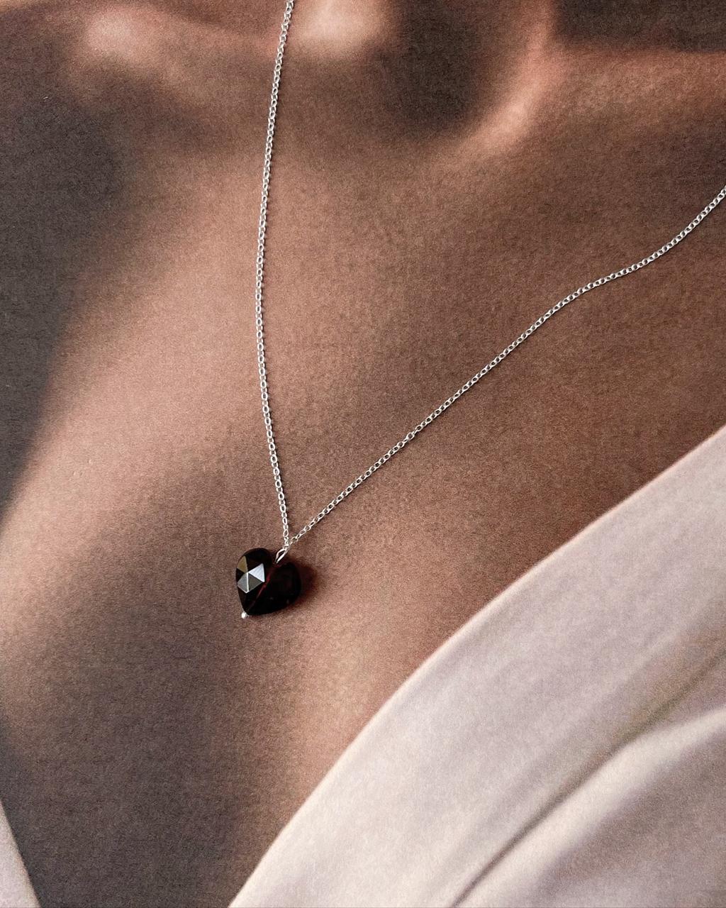 Crystal Garnet Heart Necklace