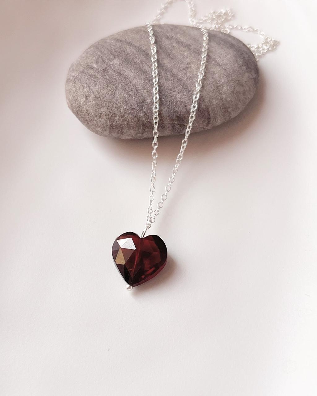 Heart Garnet Crystal Necklace
