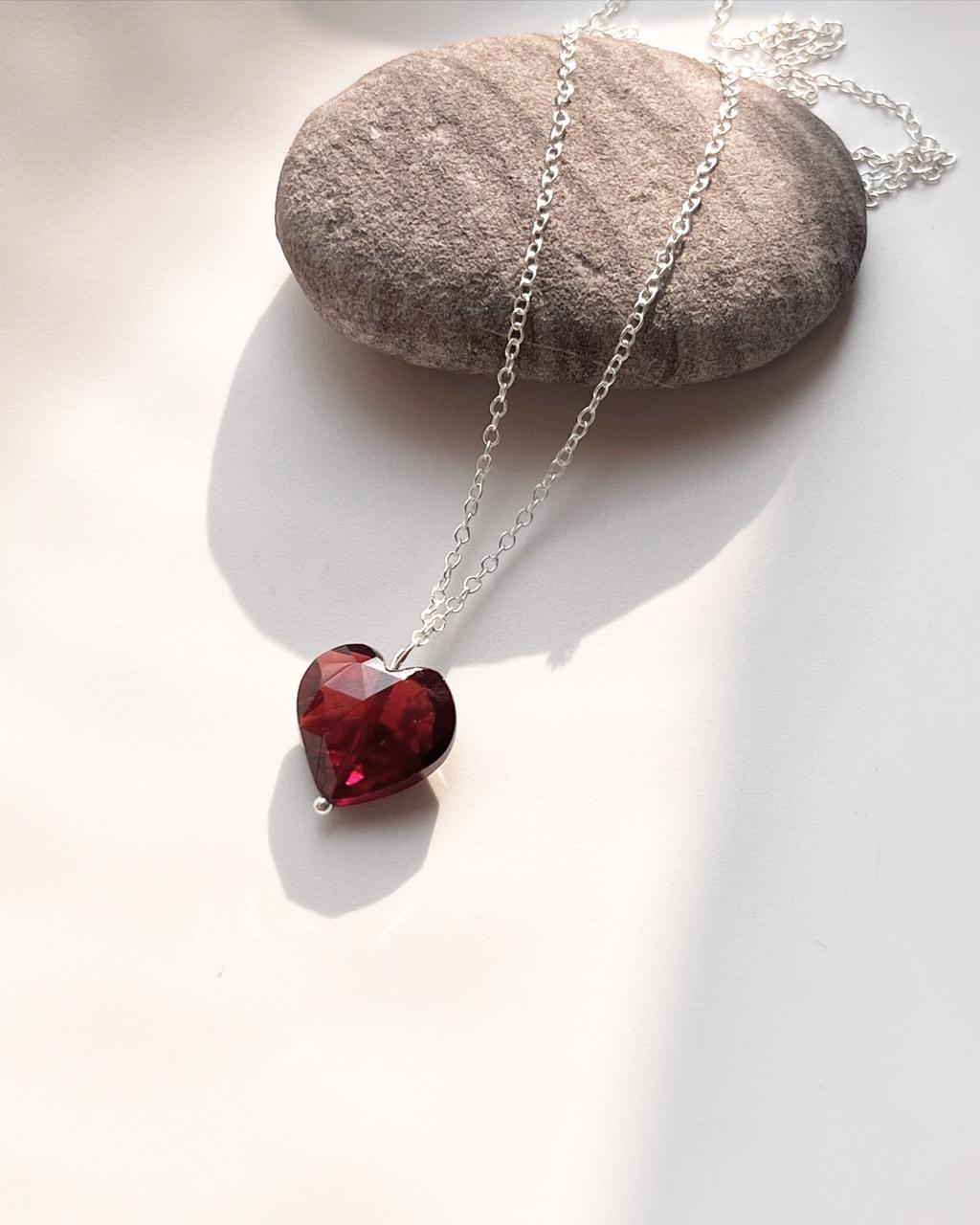 Emotional Healing Garnet Heart Pendant