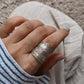 Antique Bohemian Lavender Flower Handcrafted Adjustable Silver 925 Ring