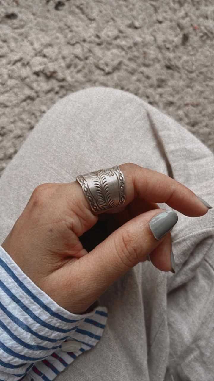 Bohemian Lavender Flower Adjustable Silver 925 Ring