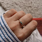 Elegant faux turquoise silver ring featuring moon phases design