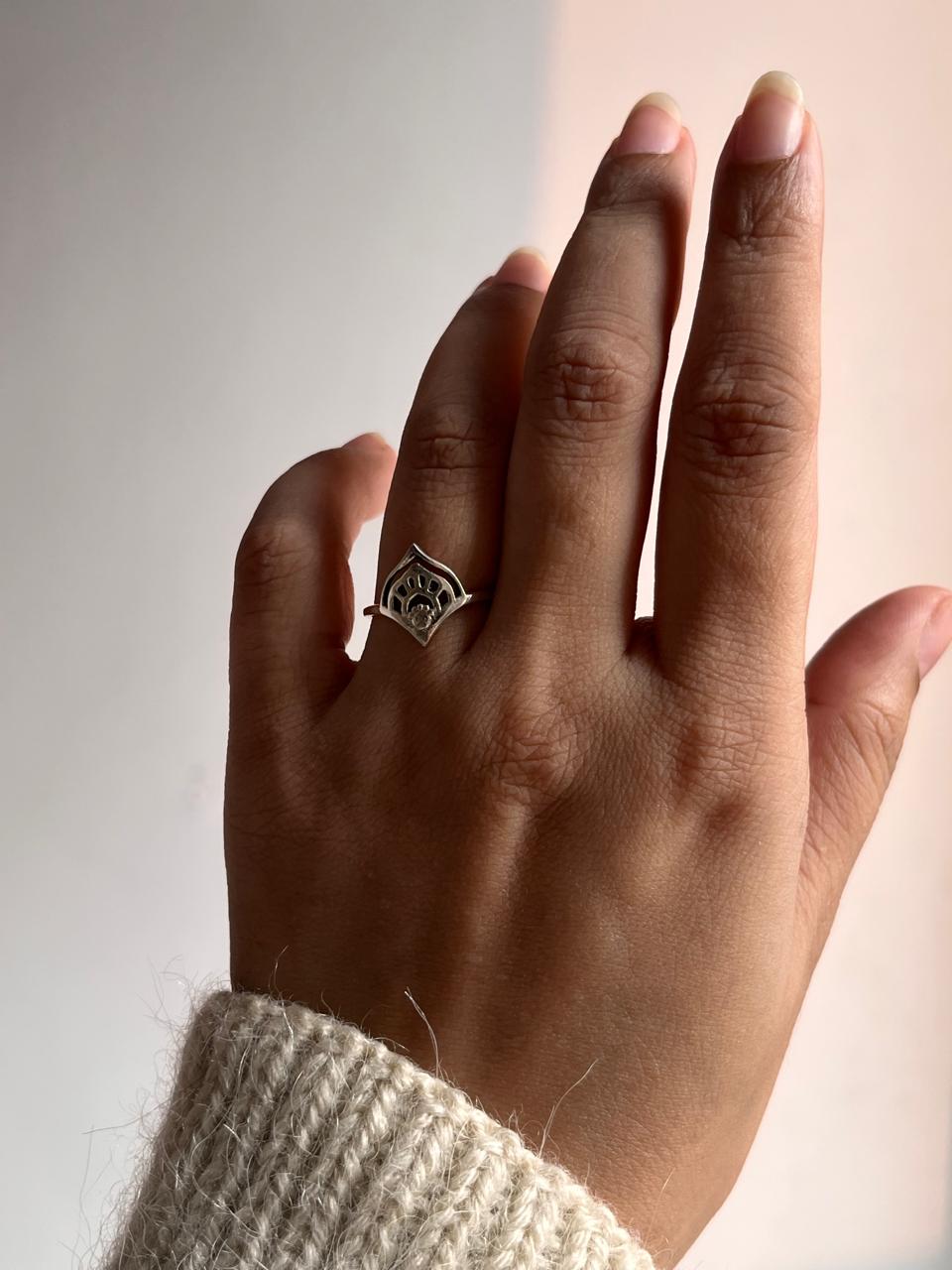 Sterling Silver Mandala Piece Ring for Spiritual Style