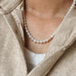 Round Natural Freshwater Pearls Silver Necklace