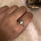 Silver Ring Featuring Natural Opal and Moon Phases