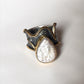 Boho-inspired Baroque pearl rustic silver ring with organic charm.