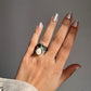 Charming rustic silver ring with two Baroque pearls, perfect for a boho style.