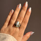 Vintage-inspired rustic silver ring featuring a pair of Baroque pearls.