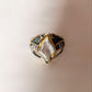Elegant silver ring with two Baroque pearls in a rustic design.