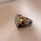 Charming rustic silver ring with two Baroque pearls, perfect for a boho style.