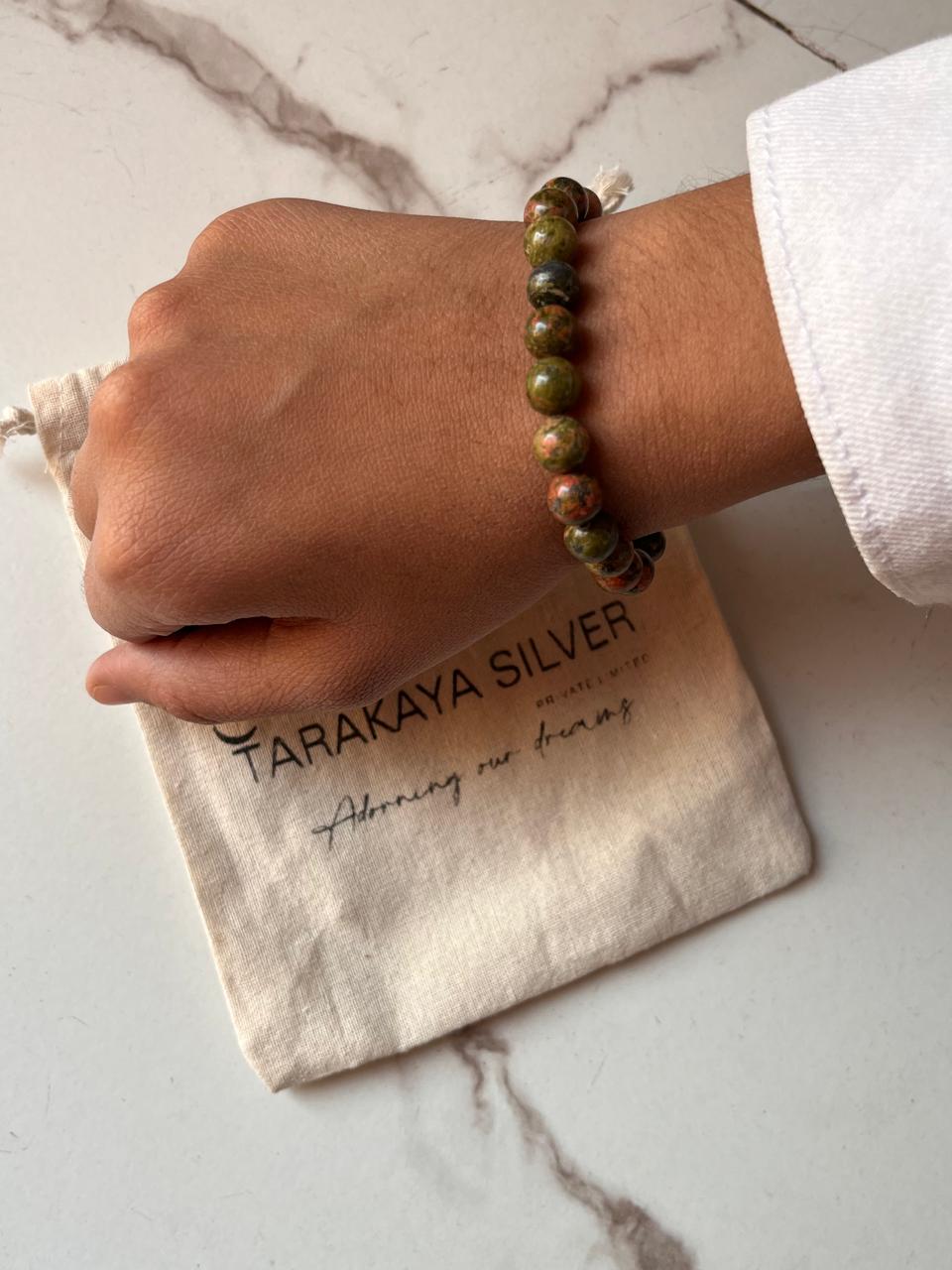 Unakite 8MM Gemstone Bracelet for Emotional Clarity
