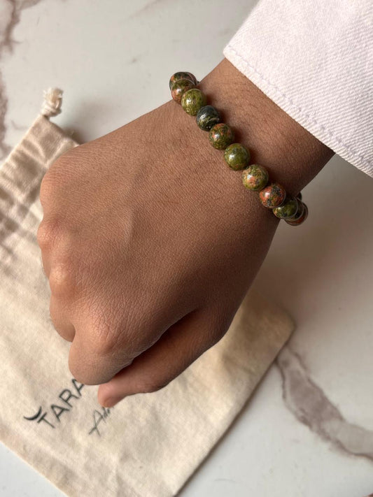 Unakite 8MM Crystal Bracelet for Emotional Healing