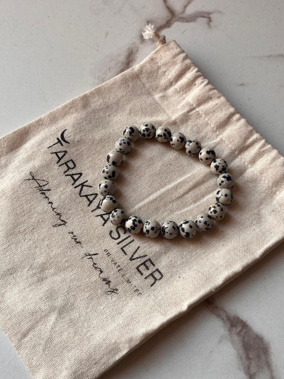 8MM Dalmatian Jasper Crystal Bracelet for Emotional Healing