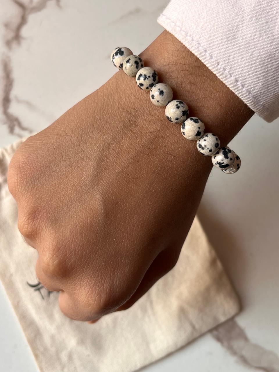 Dalmatian Jasper 8MM Bracelet for Grounding and Joyful Energy