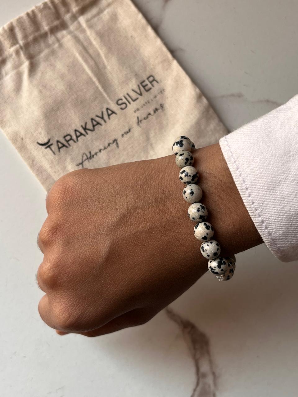 Handmade Dalmatian Jasper 8MM Bracelet for Positive Energy