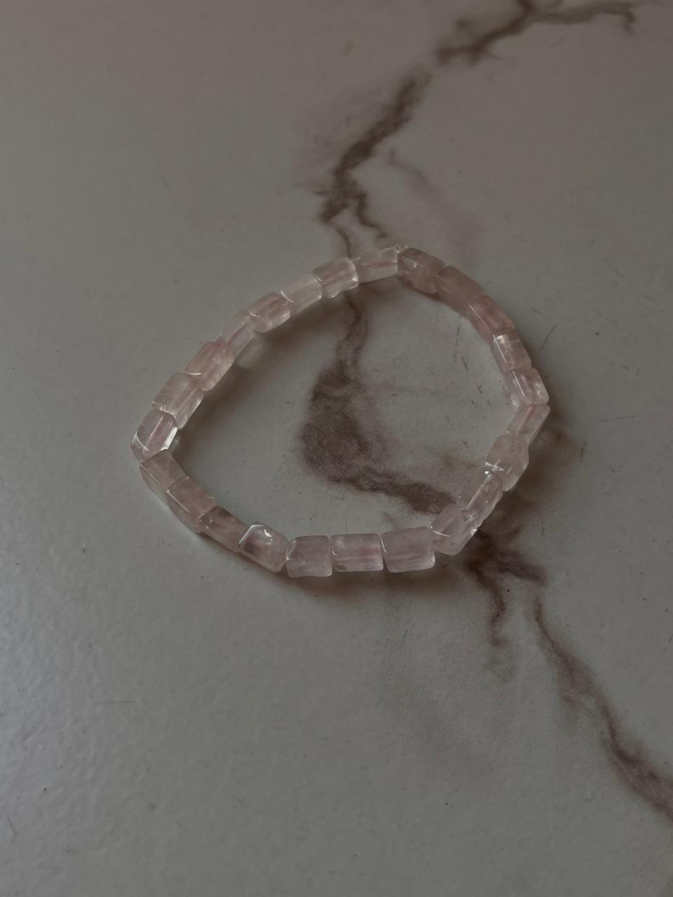 Healing Gemstone Rose Quartz Rectangular Crystal Bracelet