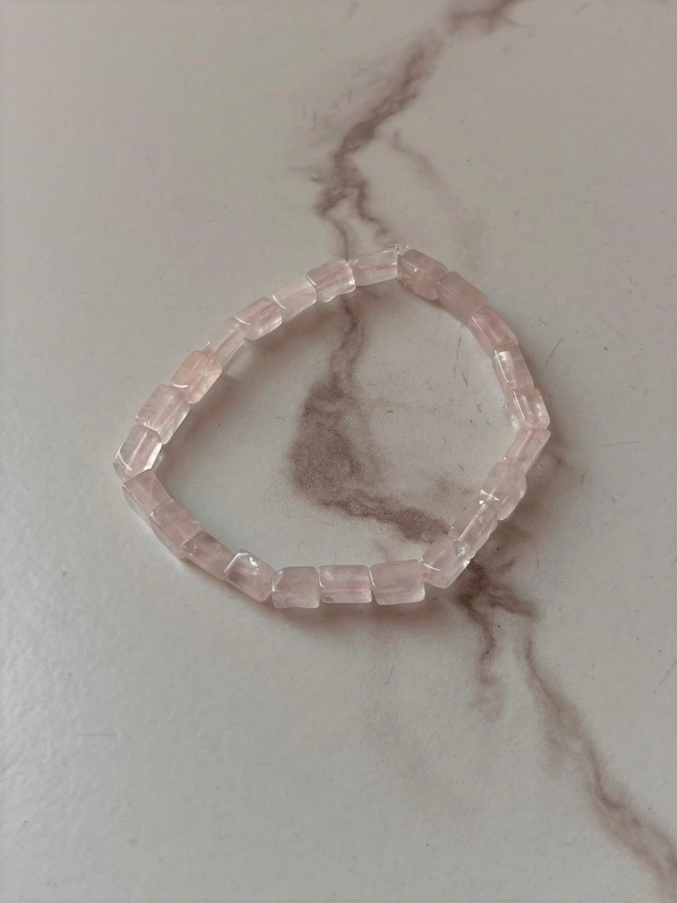 Rose Quartz Rectangular Crystal Bracelet for Love