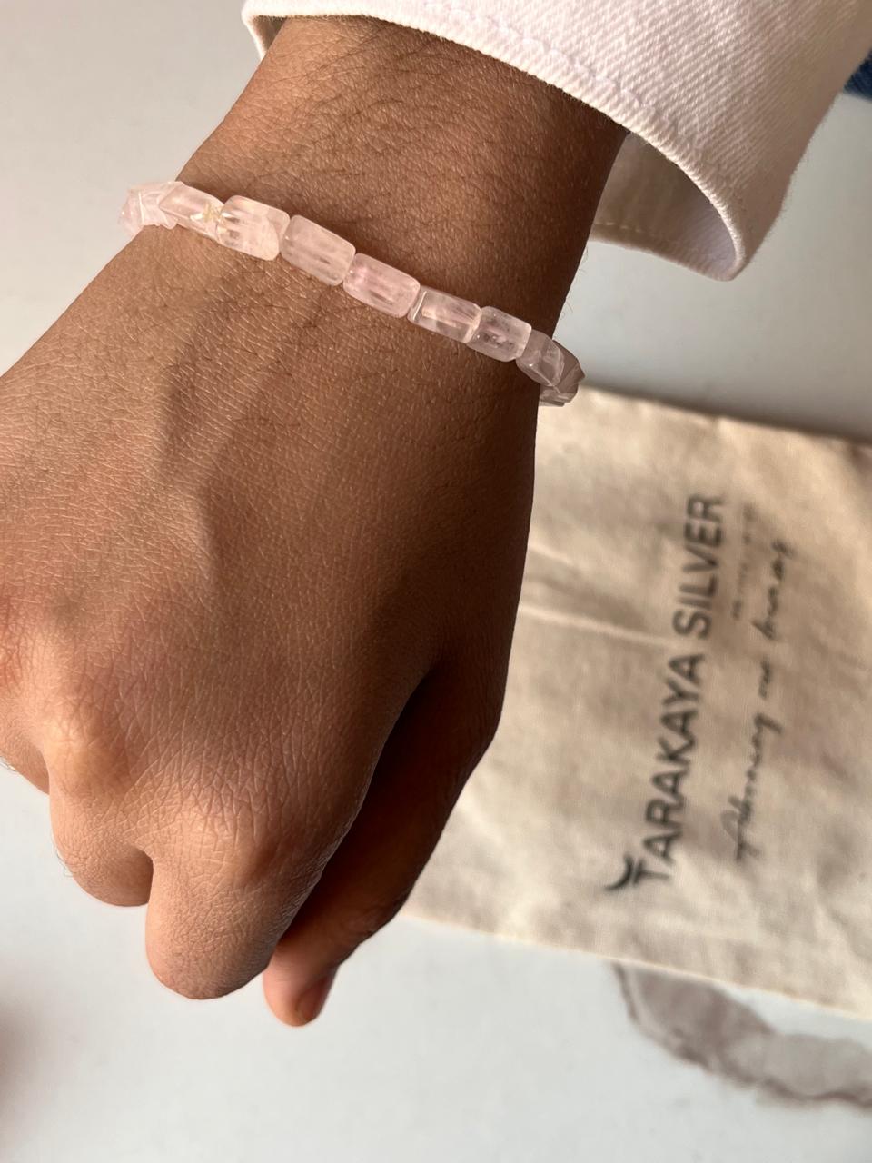 Stylish Rose Quartz Rectangular Bracelet for Everyday Wear