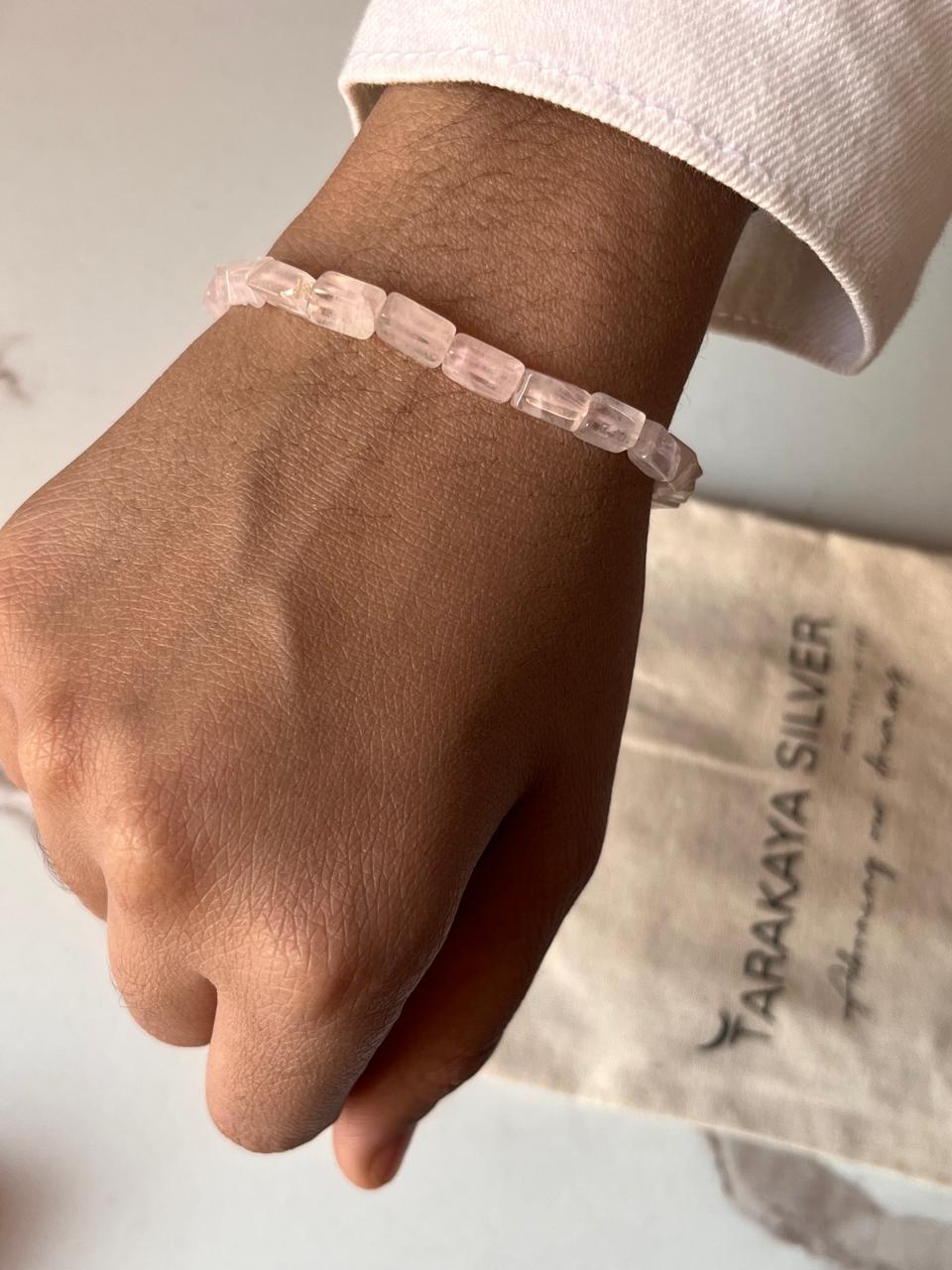 Rose Quartz Rectangular Bracelet for Love and Compassion