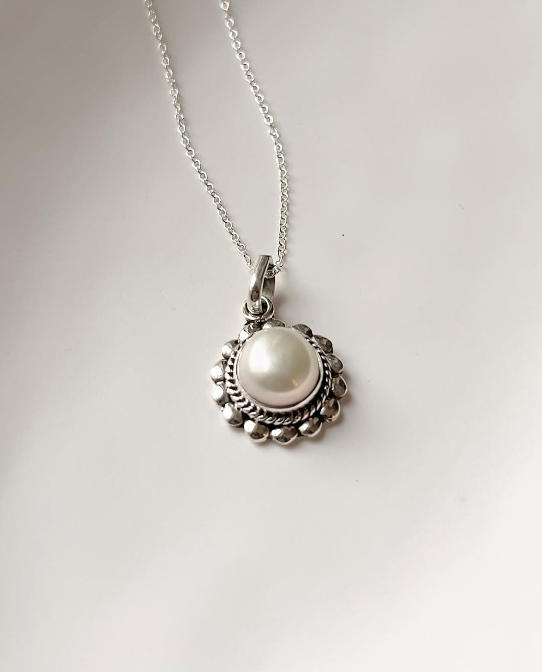 Unique Fresh Water Pearl Boho Silver Pendant