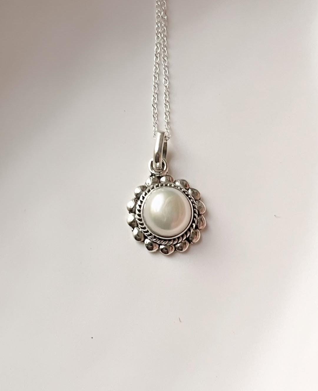 Elegant Boho Fresh Water Pearl Silver Pendant