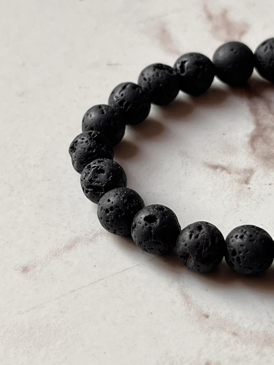 Black Lava Natural Crystal Bracelet 8MM 