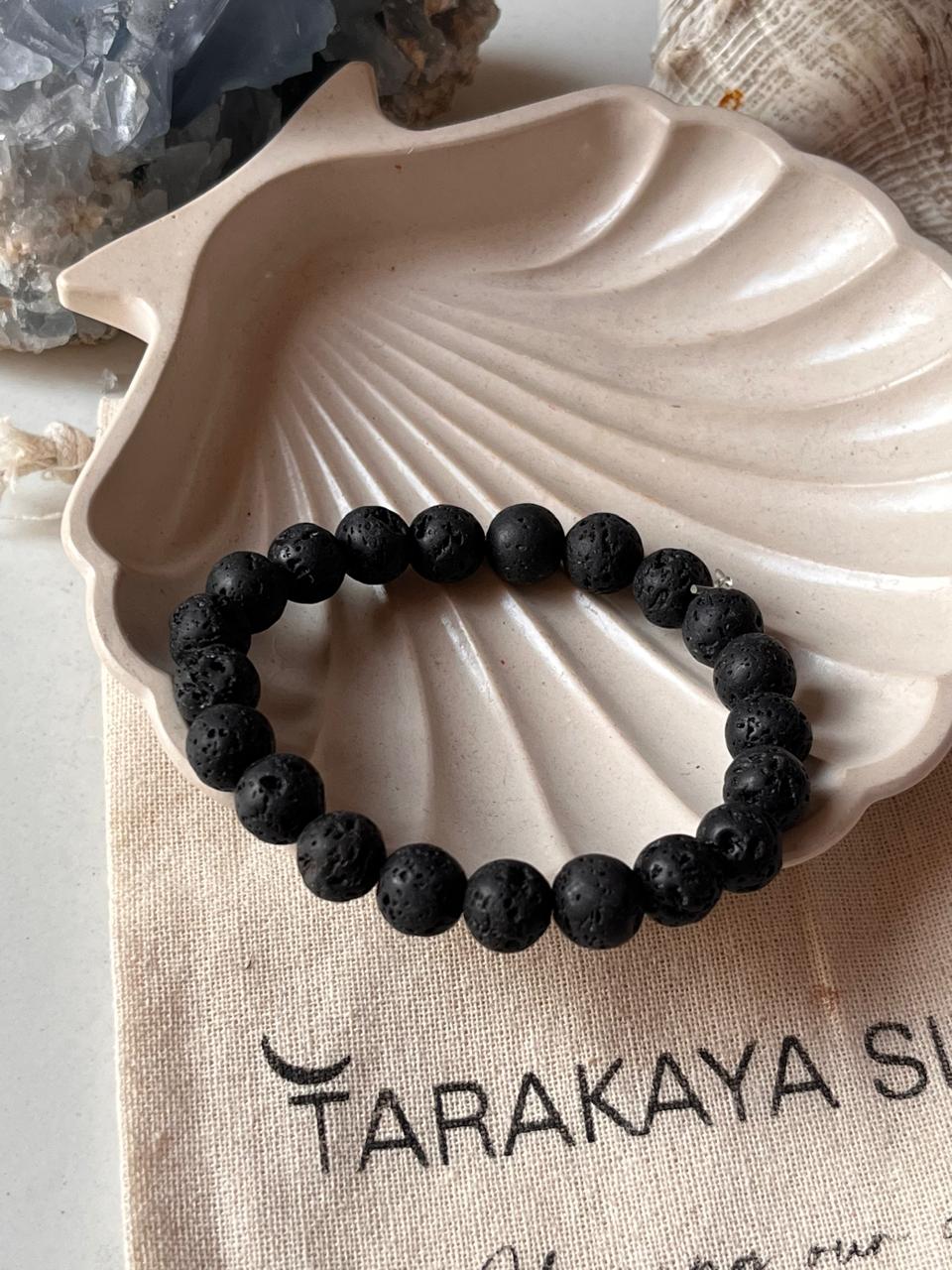 8MM Black Lava Beaded Bracelet