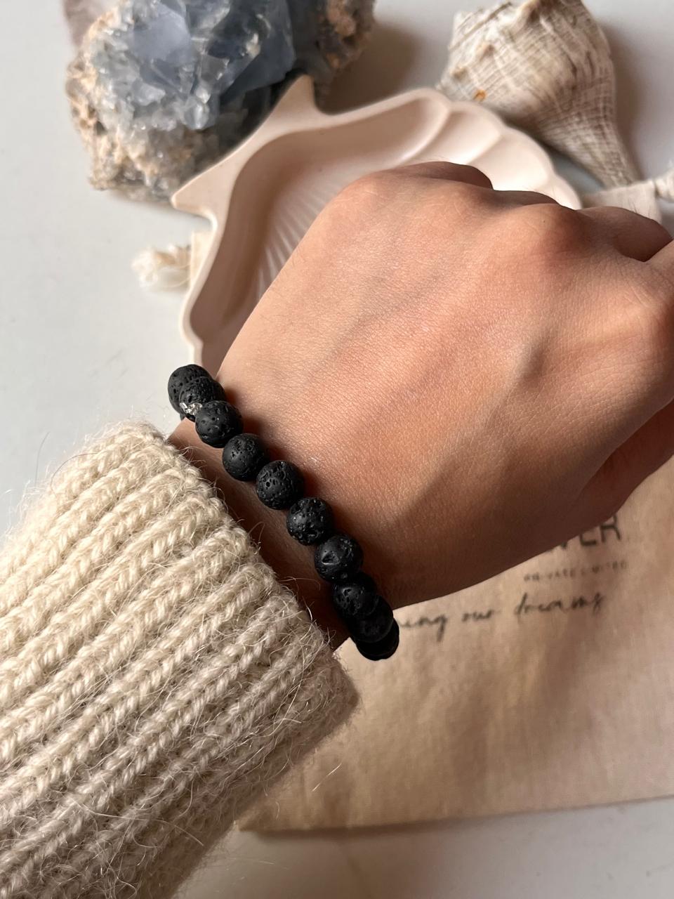 Black Lava Healing Crystal Bracelet 8MM 
