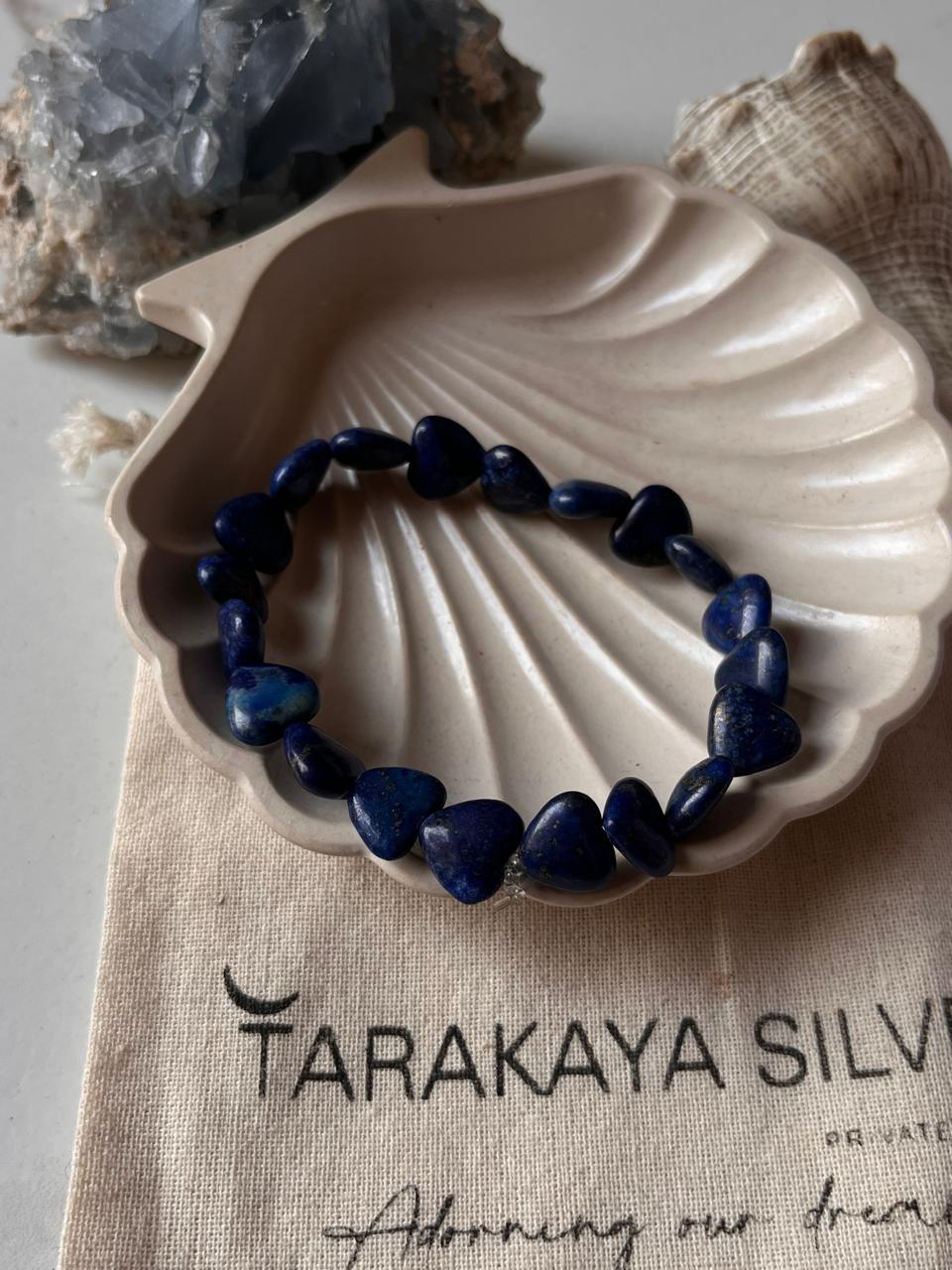 Lapis Lazuli Heart Crystal Bracelet for Communication