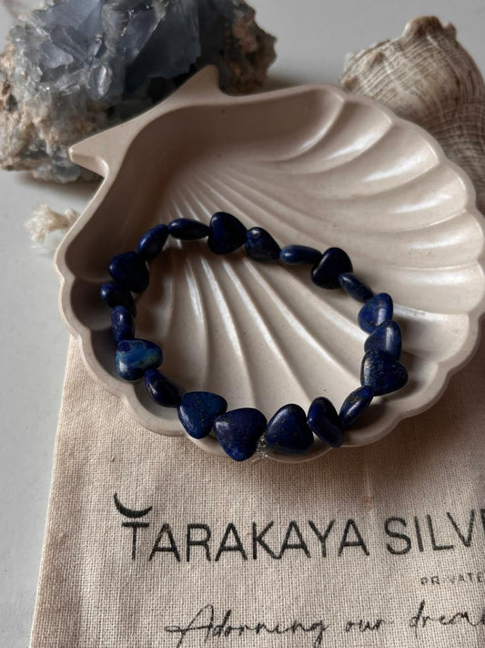 Lapis Lazuli Heart Crystal Bracelet for Communication