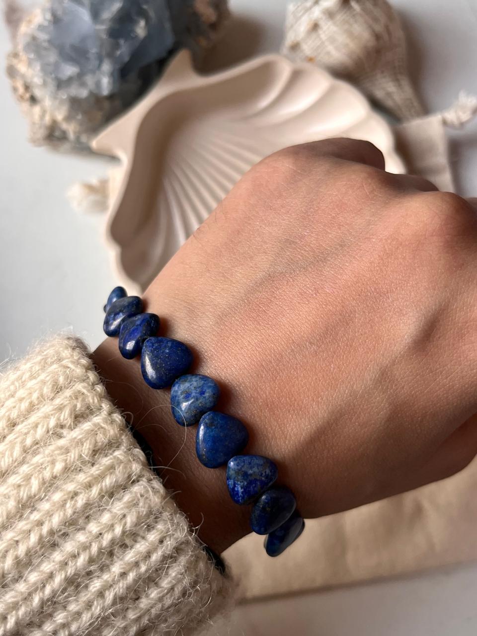 Lapis Lazuli Heart Crystal Bracelet for Positive Energy
