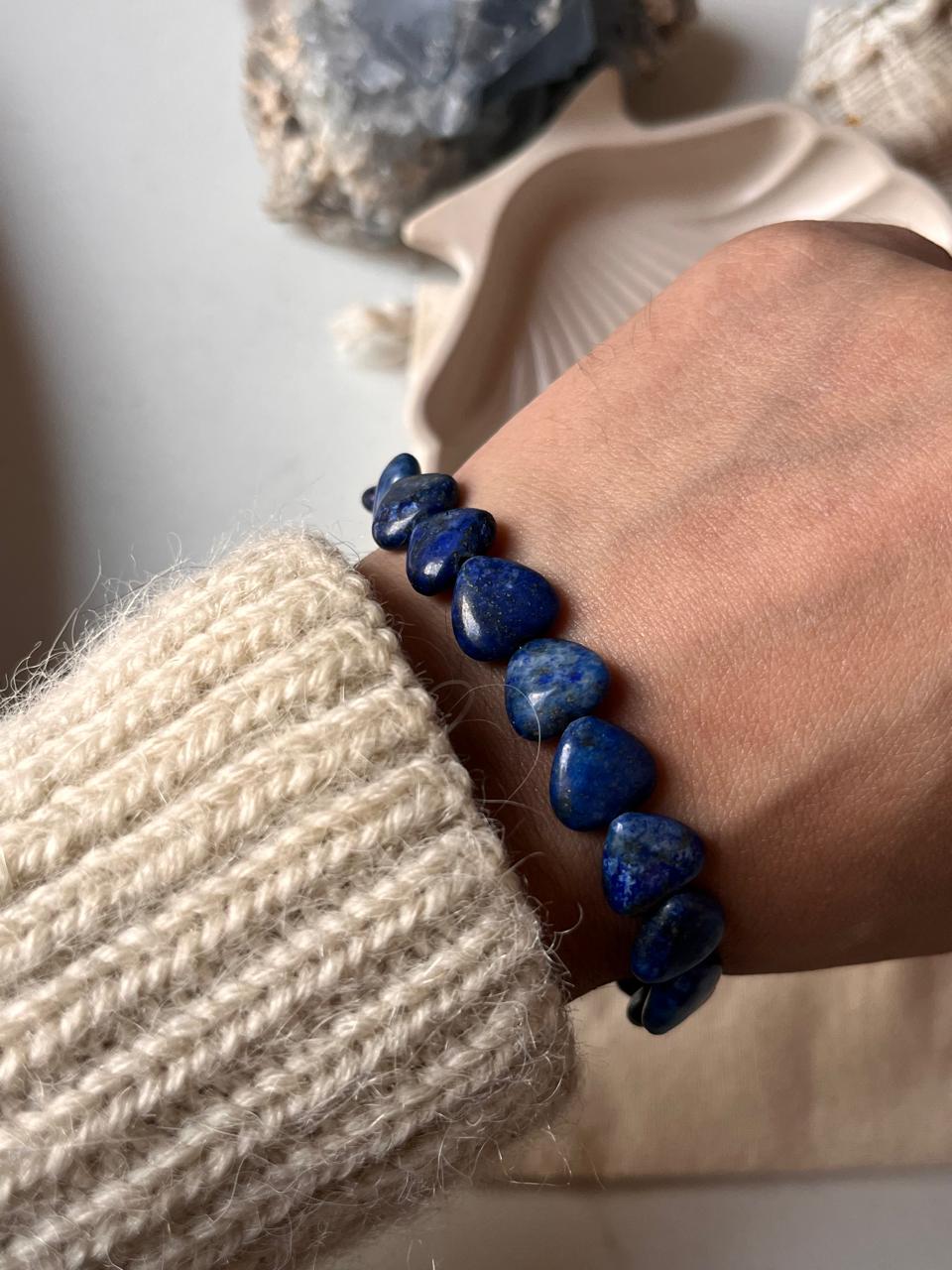 Lapis Lazuli Heart Bracelet for Inner Peace and Wisdom