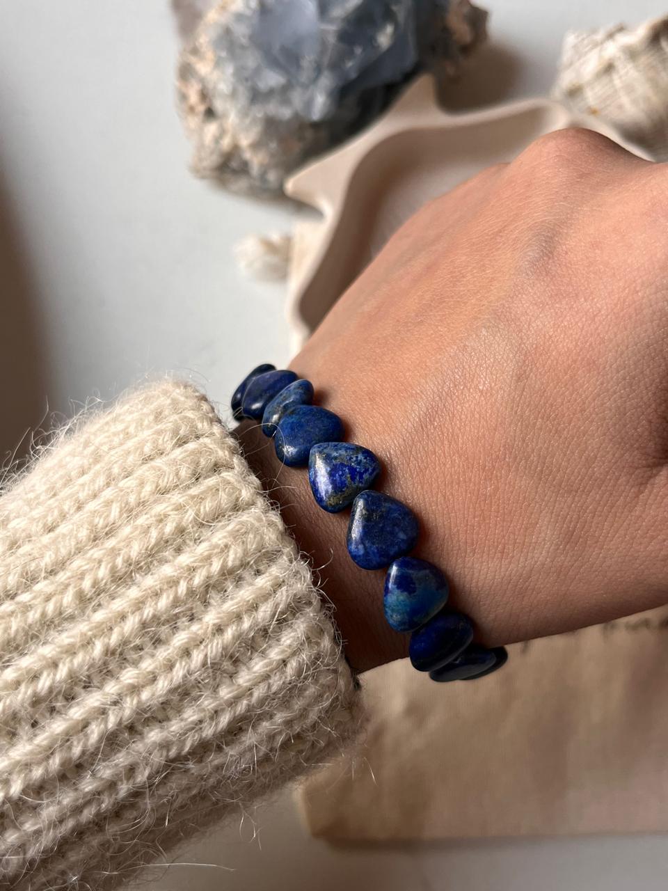 Heart-Shaped Lapis Lazuli Bracelet for Wisdom
