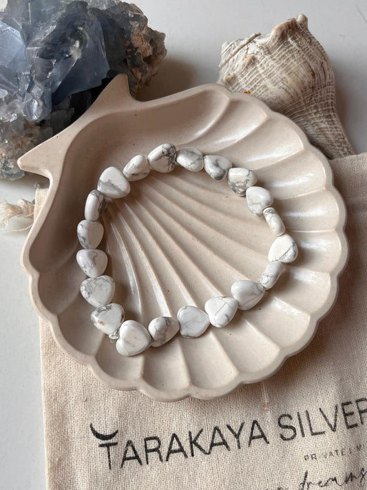 Howlite Heart Crystal Bracelet for Emotional Healing