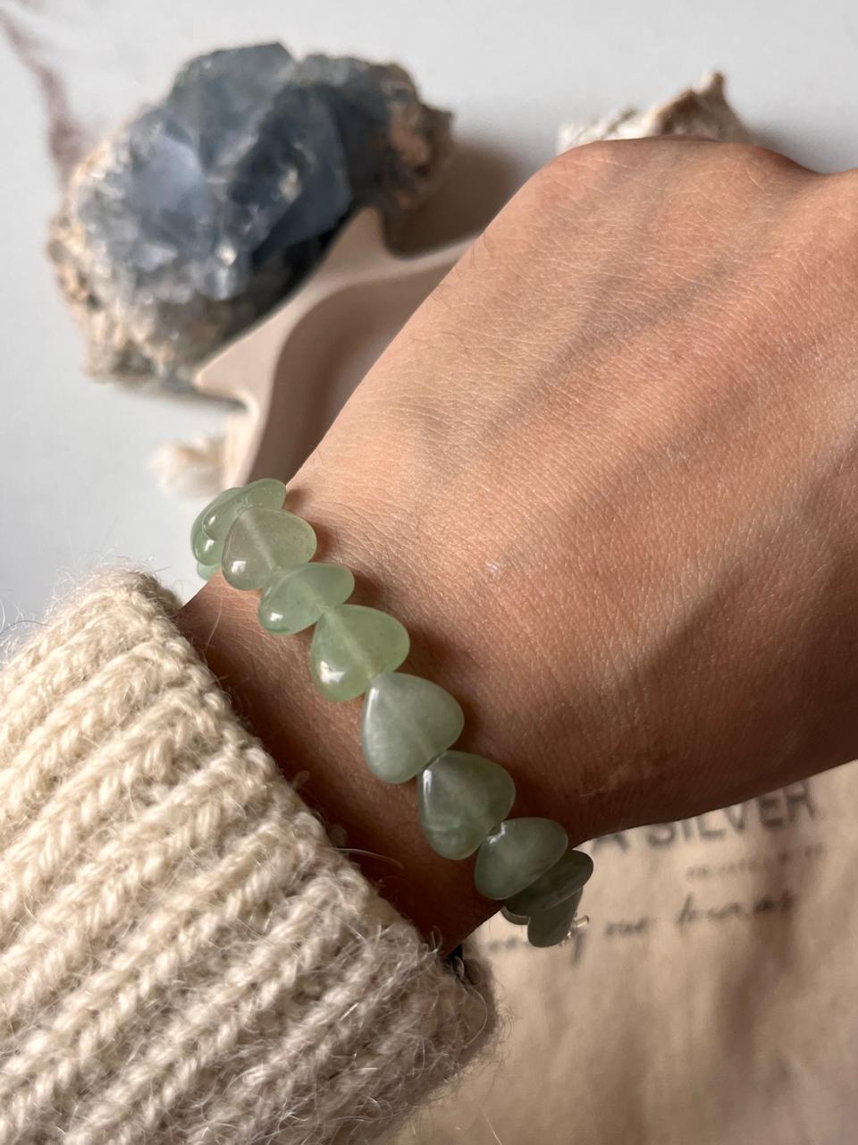 Healing Green Aventurine Heart Crystal Bracelet