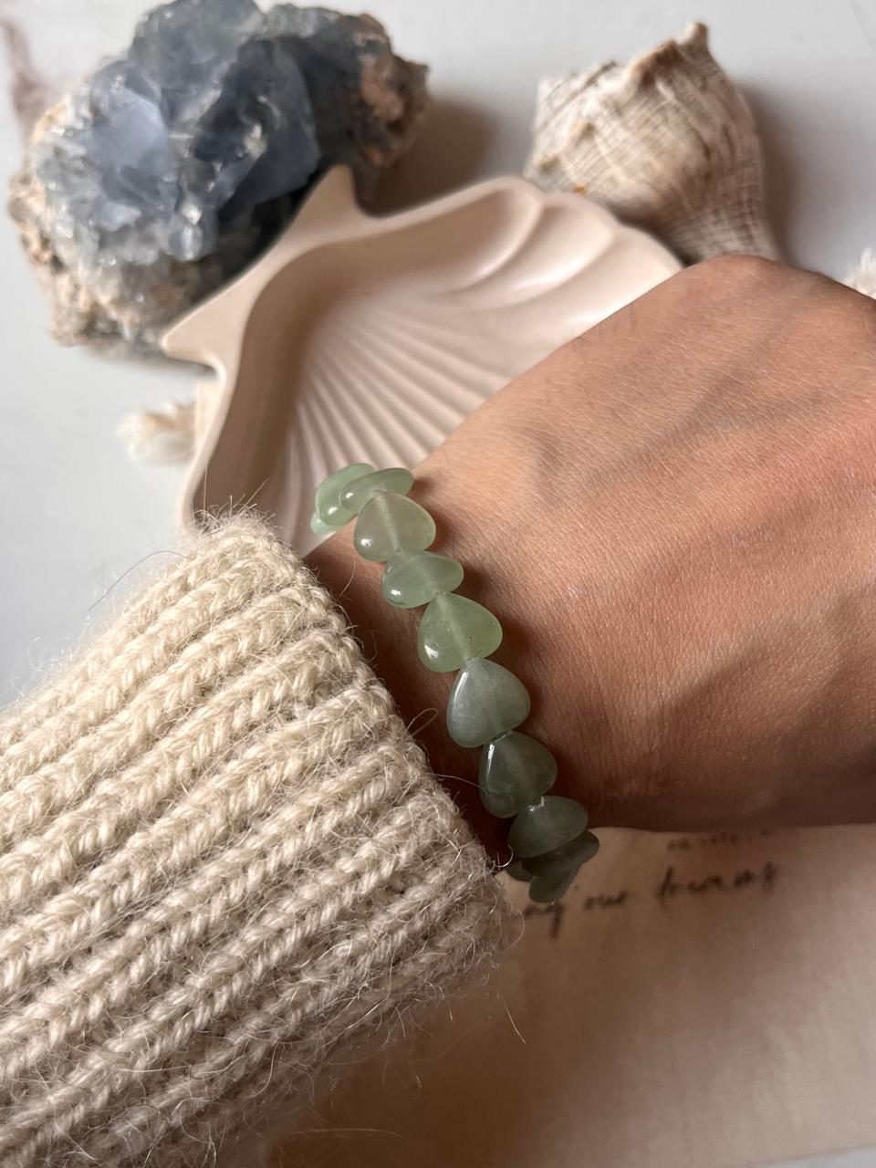 Heart-Shaped Green Aventurine Bracelet for Prosperity