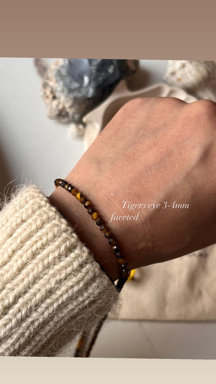 Silver Bracelet with Tiger Eye Crystals