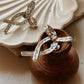 Sparkling CZ Silver Bow Earrings