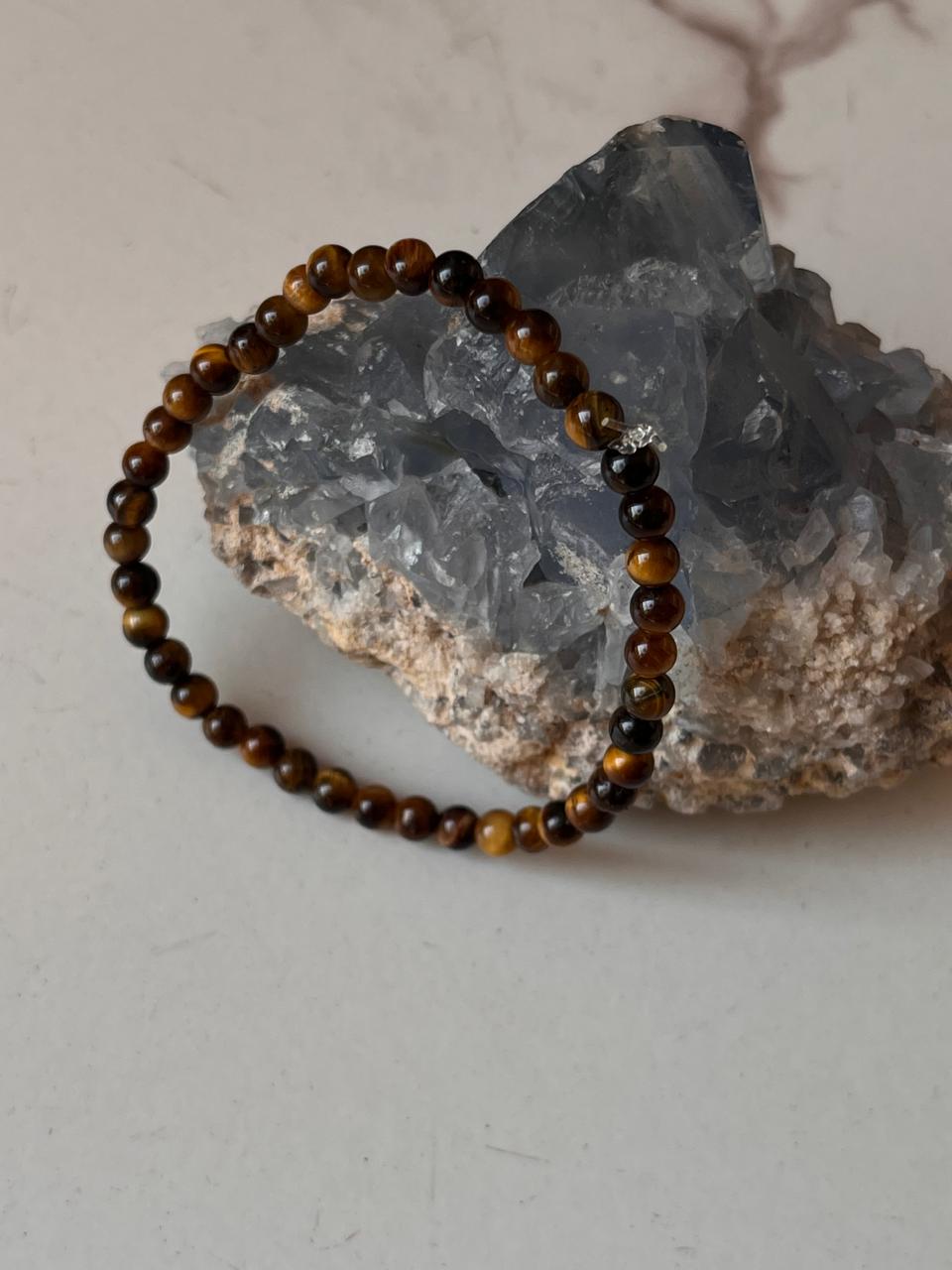 Tiger Eye Plain Round 4MM Natural Crystal Bracelet