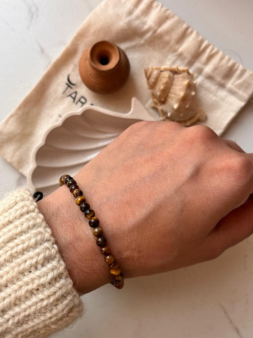 Tiger Eye 4MM Round Natural Crystal Bracelet