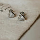 Silver Stud Earrings with Heart CZ and South Screw