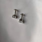South Screw Silver Studs with CZ Heart Cut Design