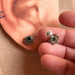 South Screw Silver Studs with Green CZ Flower