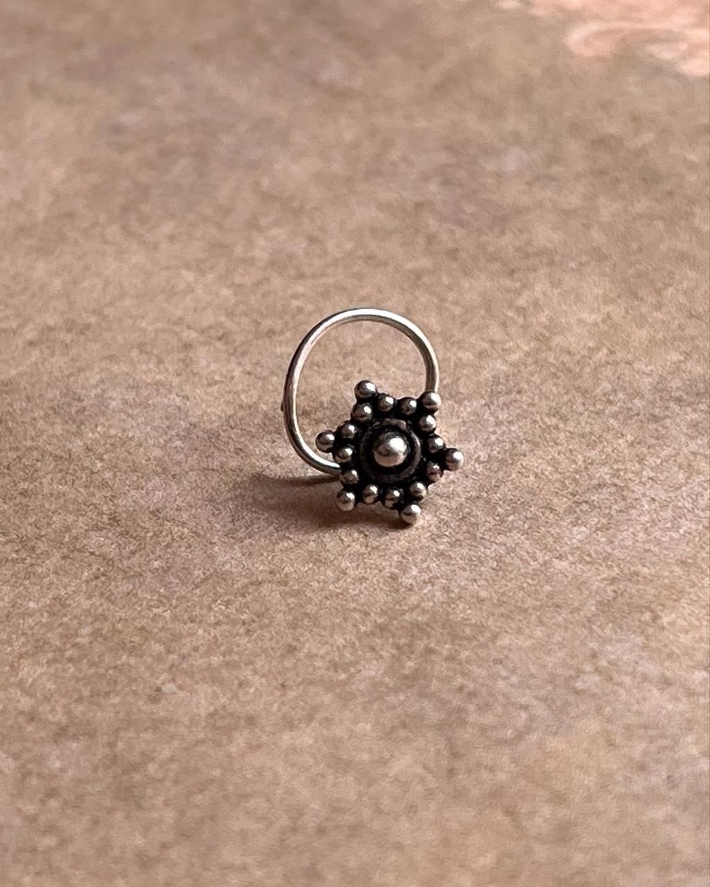Tribal-inspired Rawa design silver nose pin