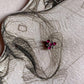 Tribal Rawa Pink CZ Stone Wired Back Silver Nose Pin with intricate design