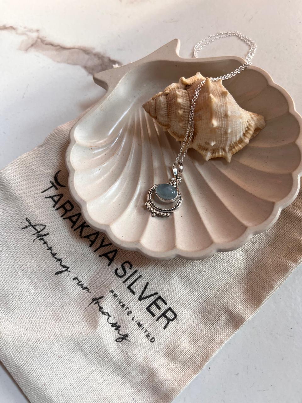 Bohemian aquamarine silver pendant with detailed craftsmanship.