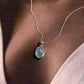 Aquamarine Oval Big 925 Silver Pendant with large blue gemstone