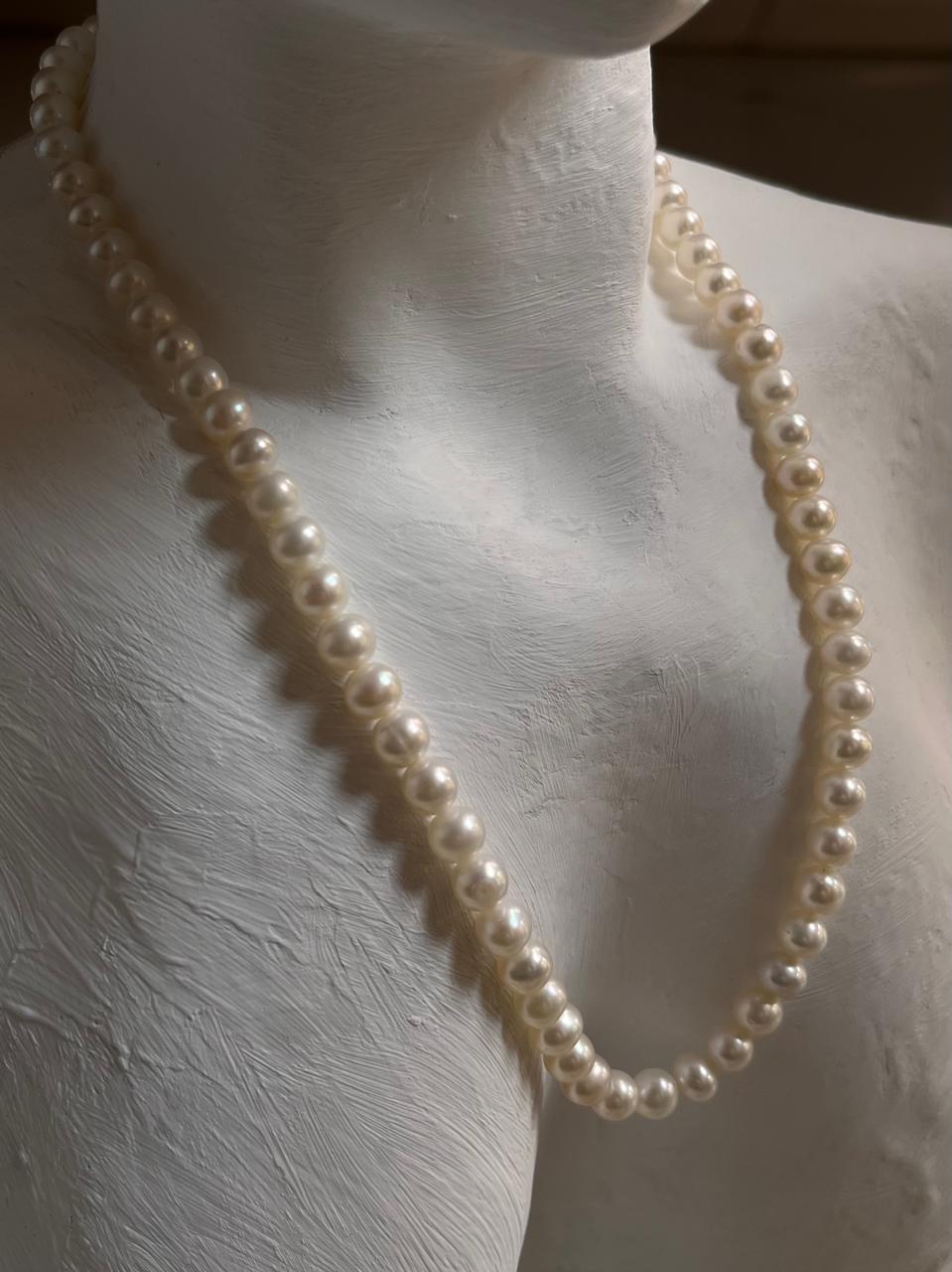 Elegant Sterling Silver Necklace with Freshwater Pearls