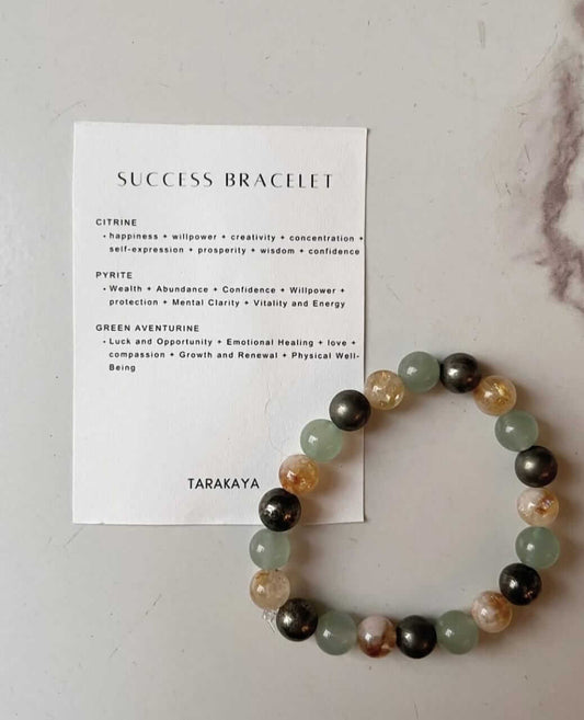 Intention Success 8mm Natural Crystal Bracelet with empowering stones