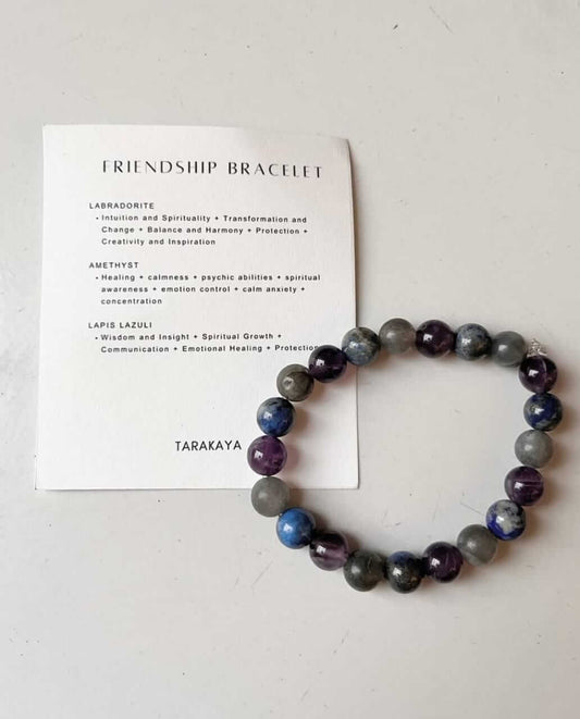Intention Friendship 8mm Natural Crystal Bracelet with healing stones